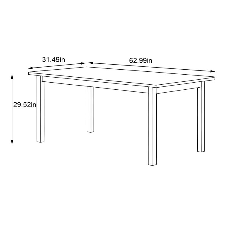 Table de salle à manger rectangulaire, H 29,52 po x L 62,99 po x l 31,49 po
