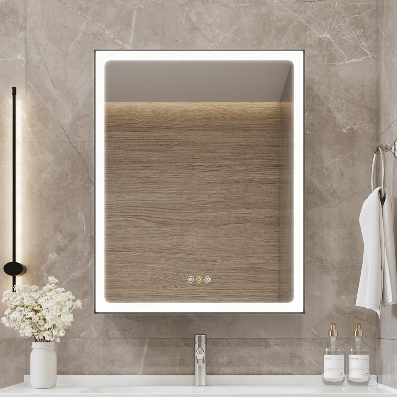 Maximes Recessed/Surface Mount Medicine Cabinet with Mirror, Defogger, Dimmer, Outlets & USBs and Interior Light