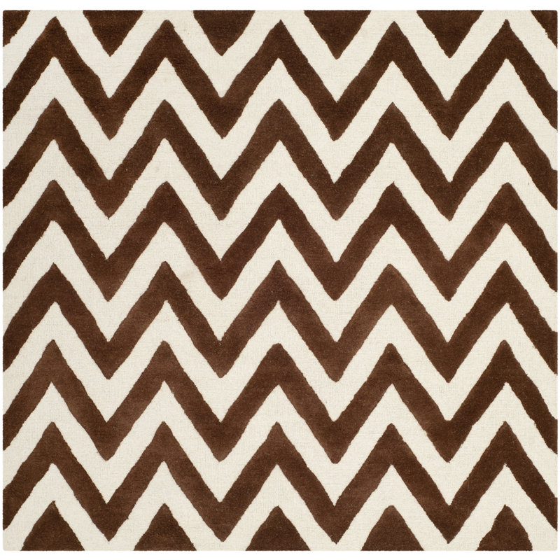 Sanyla Hand Tufted Wool Chevron Rug, Square 6'