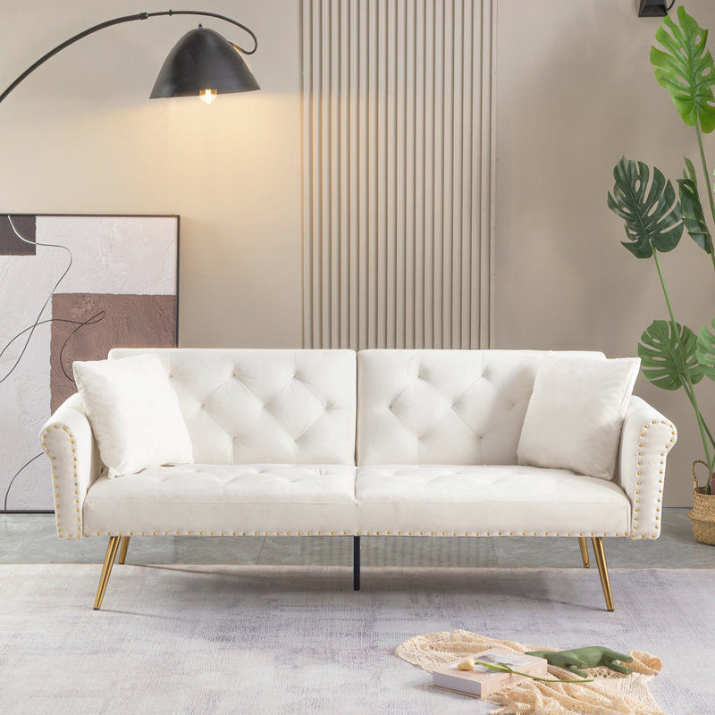 Canapé-lit 70 po Janifer, Velours beige
