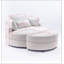 Grande chaise ronde avec rangement en tissu de lin pour le salon de l'hôtel avec coussins-522269651