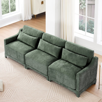 Chenille Three - Seater With Ergonomic Support, High Resilience Cushions, And Easy Installation In Different Spaces Upholstered Chenille, Lumbar Elegant
