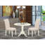 L'ensemble 3 pièces de table de cuisine et chaises comprend une table de salle à manger ronde avec Dropleaf et 2 chaises rembourrées en tissu de lin brun, 42 x 42 pouces, chêne-1577809584-1577809585-1577817842