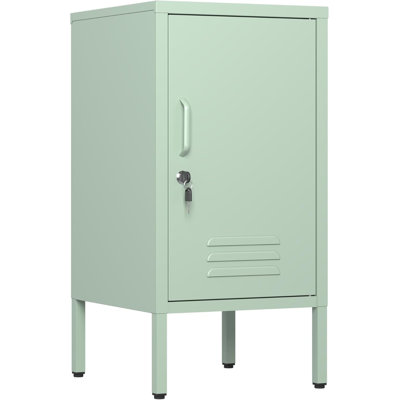 Metal Locker End Table - Modern Minimalist Side Table with 2 Adjustable Shelves, Anti-Tilt Design - Multi-Functional Storage Cabinet for Living Room & by Williston Forge
