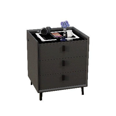 3-Drawer Modern Smart Nightstand With LED Light, Wireless Charging , Bedside Table With USB & Type-C Ports & Tempered Glass Top