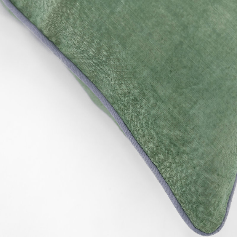 Coussin de salon en lin passepoilé 55 x 55 cm, Vert