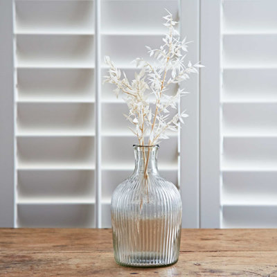 Large Rippled Glass Bottle Vase