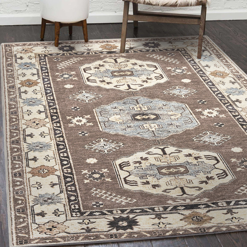 Tapis Shary Coffee Brown avec envers antidérapant, Rectangle 5 pi x 7 pi