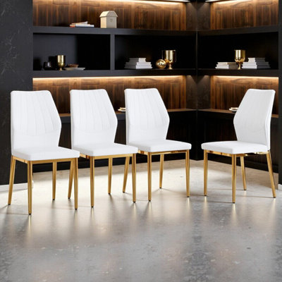 Ensemble de 4 chaises de salle à manger ergonomiques avec dossier en polyuréthane, structure en métal stable, hauteur de 37 pouces