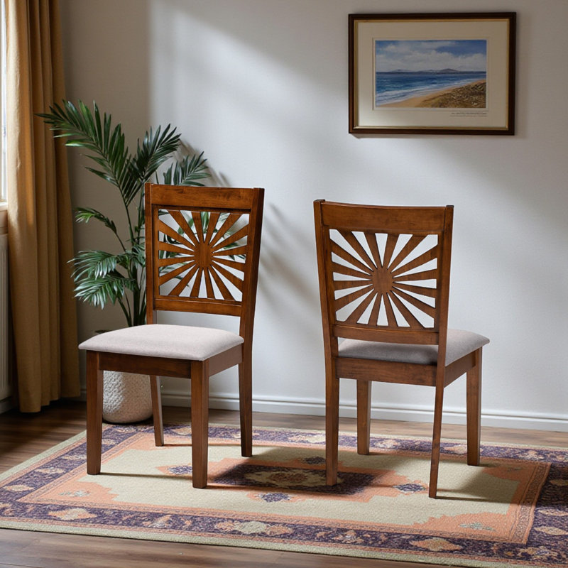 Marley Gray Fabric and Dark Brown Solid Wood Dining Chair, 37.29'' H X 18.37'' W X 17.57'' D, Brown