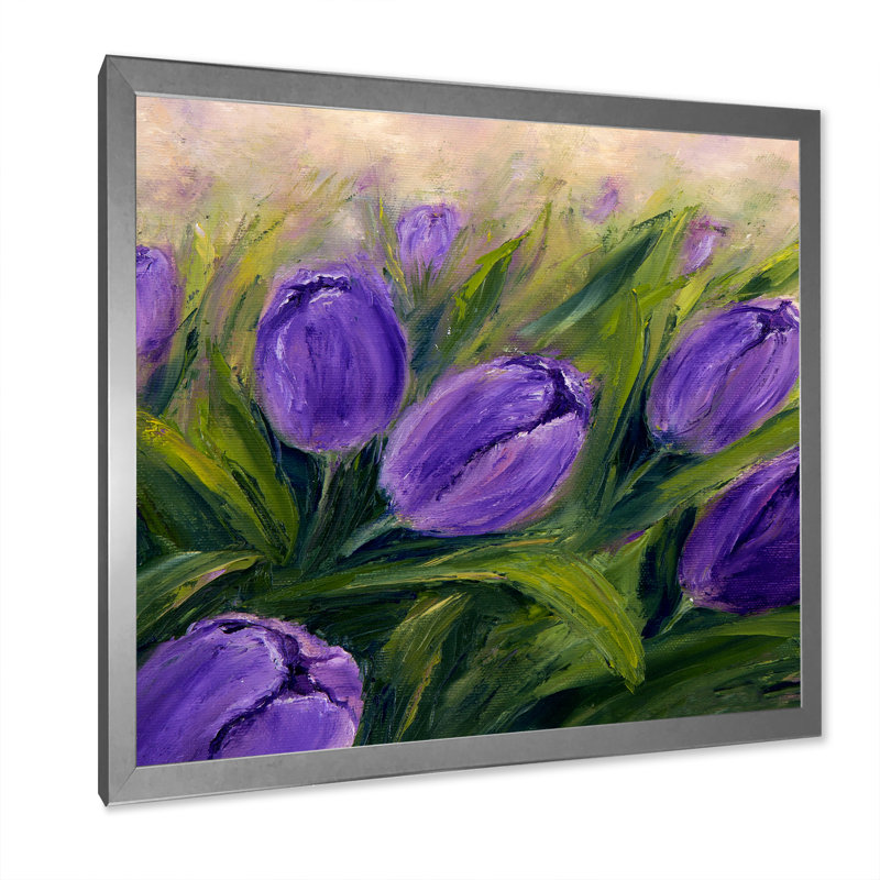Bouquet de tulipes mauves - décoration murale traditionnelle sur toile, H 36 po x l 36 po x P 1,5 po