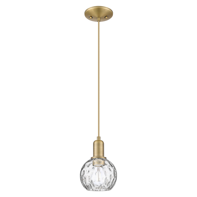Mini-luminaire suspendu 1 lumière Arcadia, Laiton brossé, H 5 po x l 6 po x P 6 po