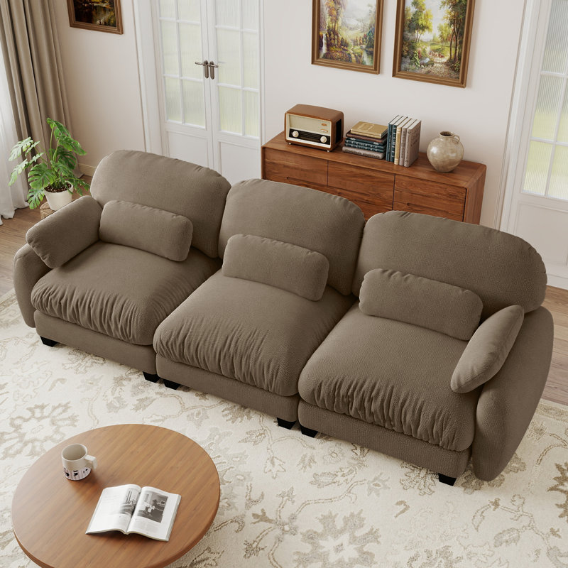 Upholstered 104.3 " Chenille Sectional, 3-Seater Sofa, Brown
