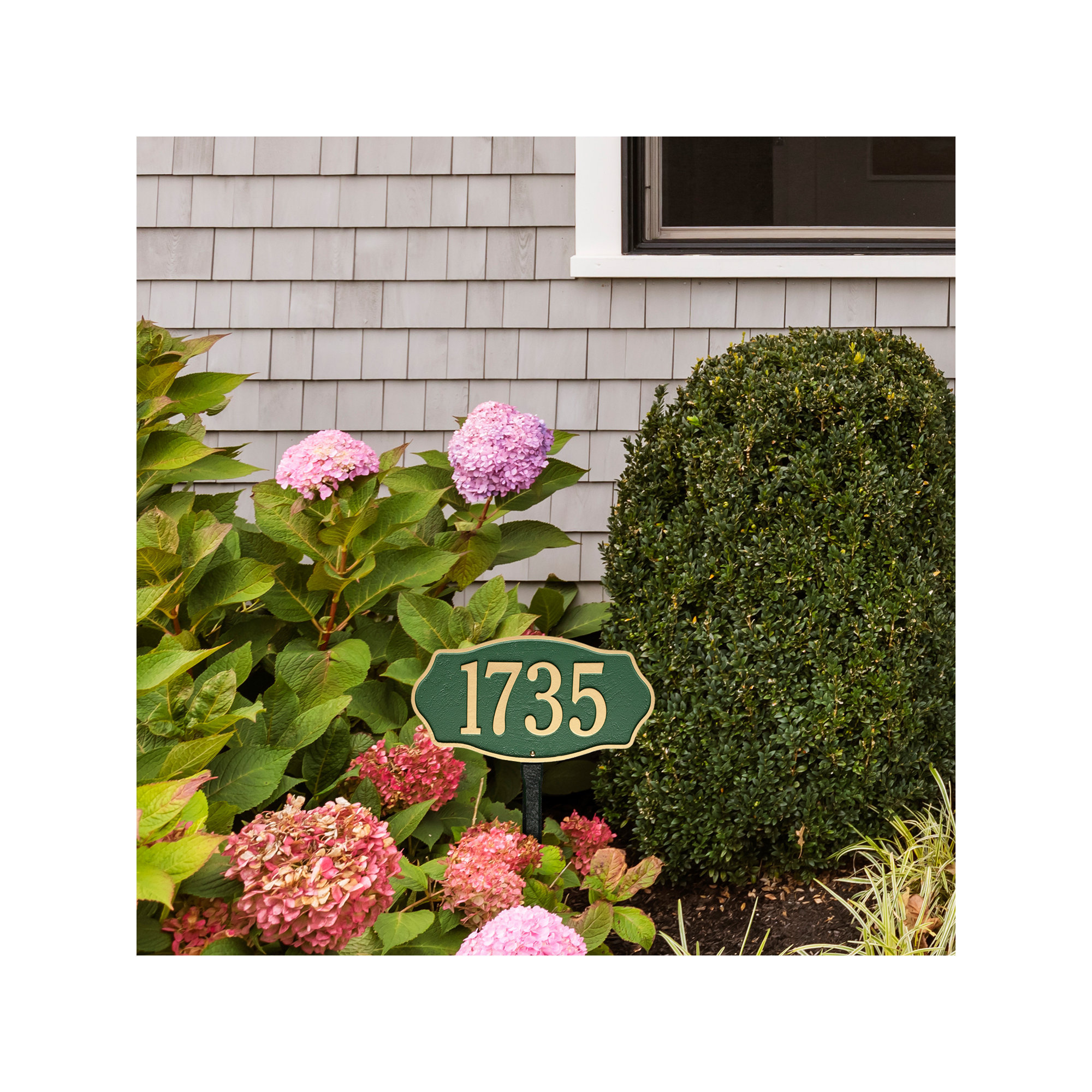 Hampshire 1-Line Lawn Address Sign, Green/Gold, Yes