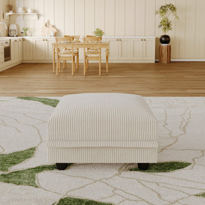 Beige Corduroy Fabric Storage Ottoman Beige by Dreamdashio
