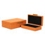 RebekaSet de 2 boîtes de rangement rectangulaires emboîtables, finition embossée moderne - faux chagrin orange-2034185386