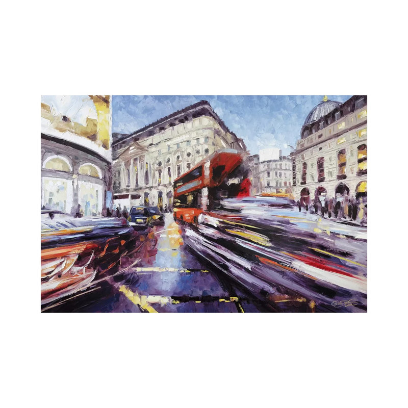 Regent Street At Piccadilly by Roger - Wrapped Canvas Painting, 30.48 cm H x 45.72 cm W