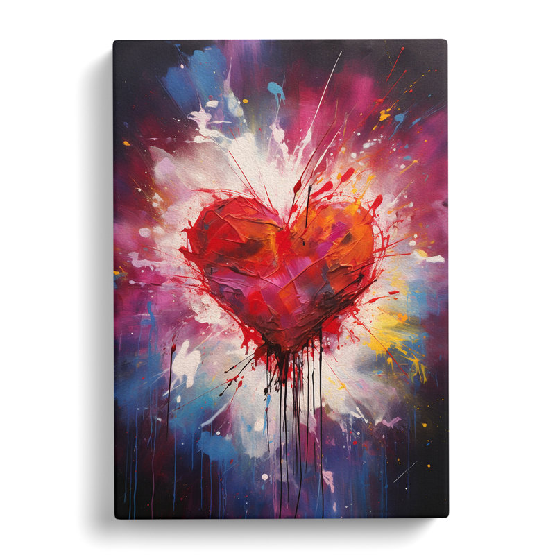 Love Heart Gestural Art No.2 - Wrapped Canvas, 76cm H x 50cm W x 3cm D