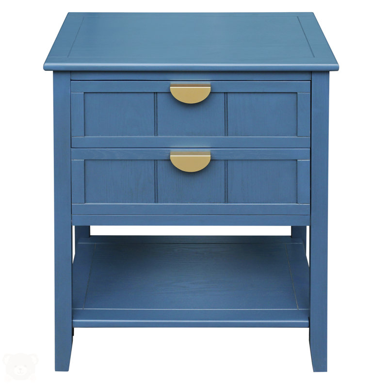 2 Drawer Side Table, Blue