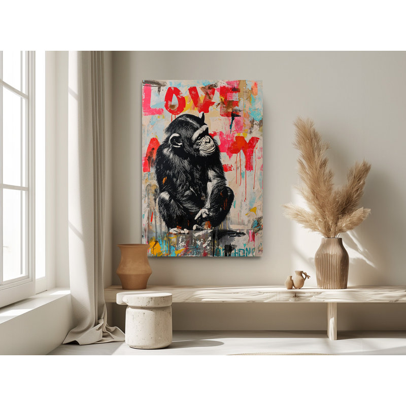 Reproduction d'art sur toile, "Platonic Love" par Lonely Monkey, H 60 po x l 40 po
