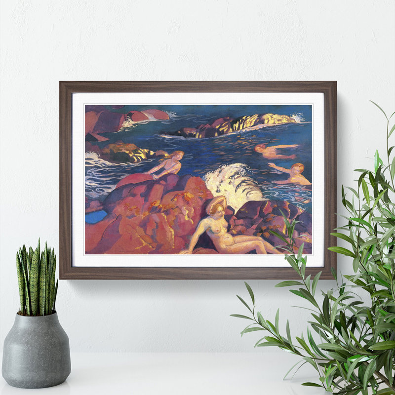 Wave by Maurice Denis - Picture Frame Painting, 27cm H x 36cm W x 2cm D, Walnut