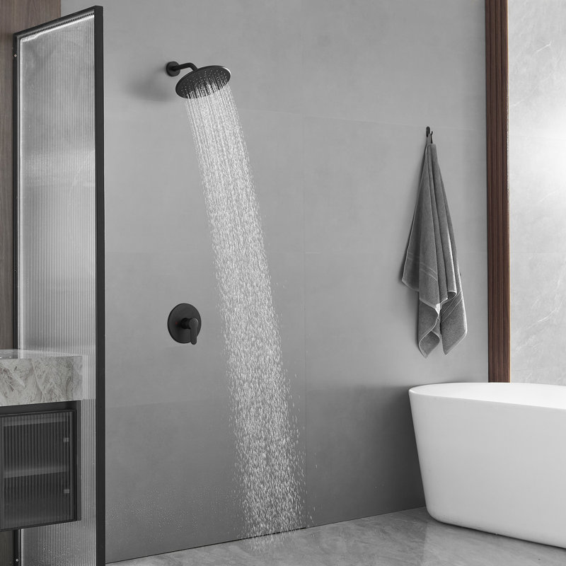 Volume Control Shower Faucet with Rough in-Valve, Matte Black 