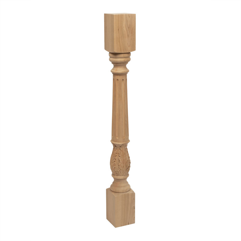 Cherry Wood Acanthus Leaf Kitchen Island Leg 35.25"