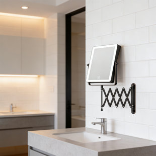 Double Sided Touch Switch Rectangle Wall Mounted Makeup Mirror With Light，360°Rotation，1X/30X Magnifying Mirror