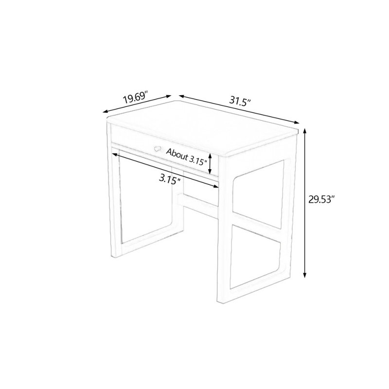 Rectangular Solid Wood desks, Burlywood, 29.53" H x 31.5" W x 19.69" D
