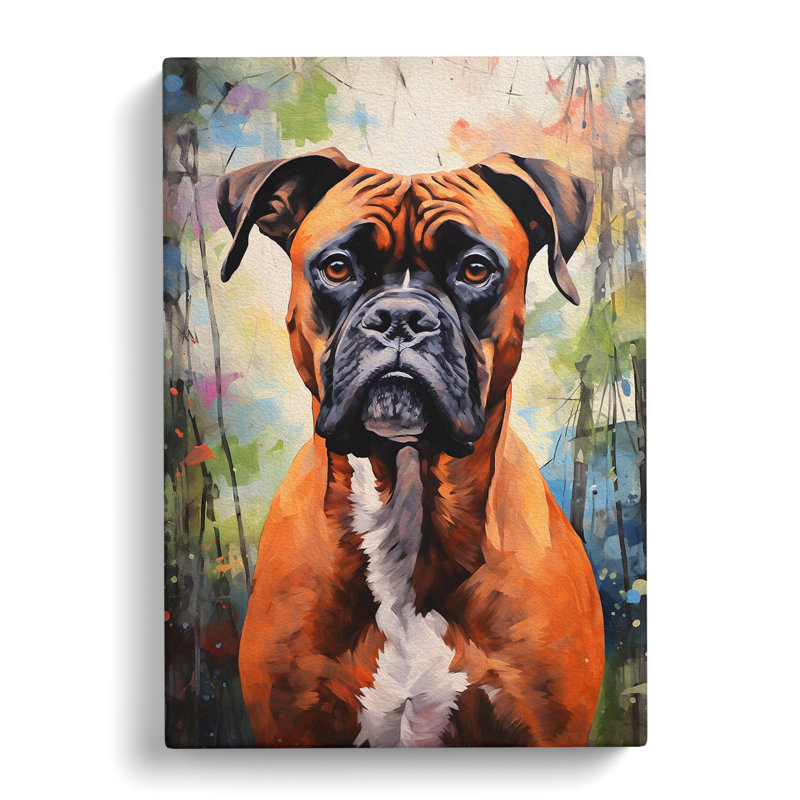 Boxer Dog Hard Edge Painting - Print, 50cm H x 35cm W x 3cm D
