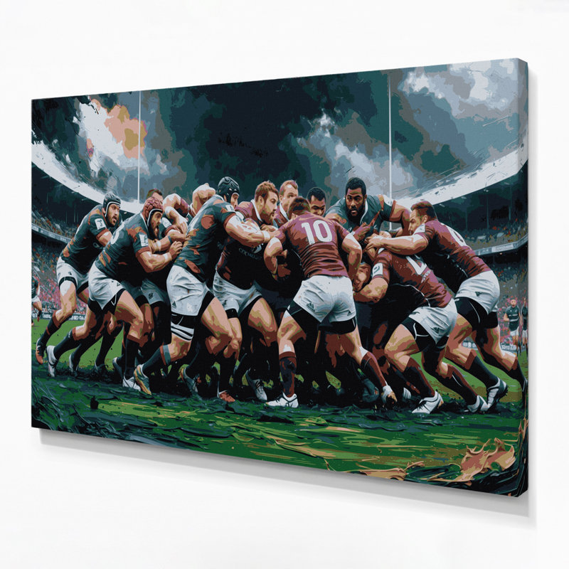Art mural sur toile noir Sports Rugby, H 16 po x l 20 po