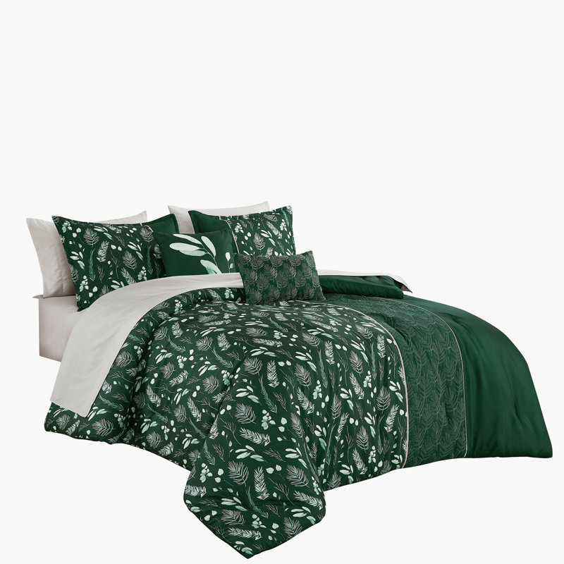 9-Piece King Comforter Set With Quilted+Print Design, Soft Microfiber, 100% Polyester, All-Season Bedding Collection
