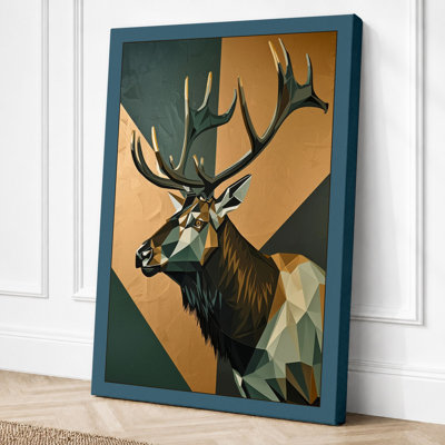 Geometric Deer Head Modern - Wrapped Canvas