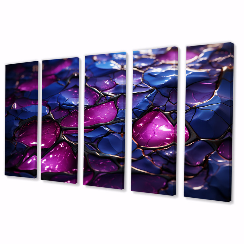 Ensemble de 5 pièces d'art mural en marbre rose et mauve Essence II, H 28 po x l 60 po