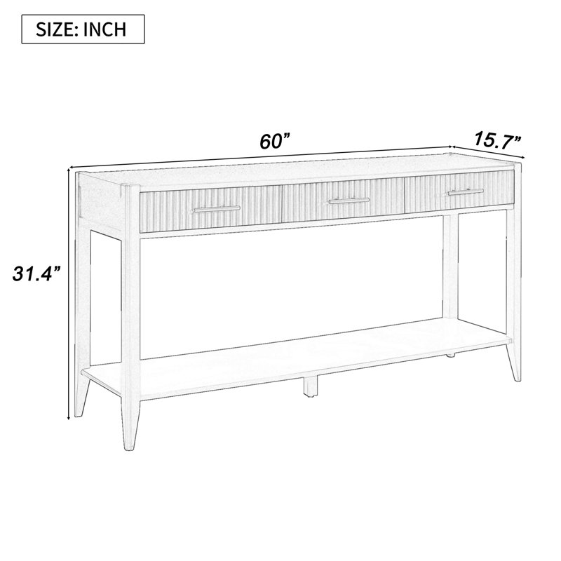 60" Wide 3 - Drawer Credenza Office Storage Cabinet, Black
