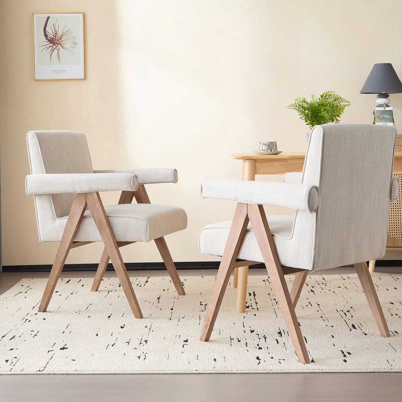 Fauteuil de salle à manger en tissu Poppy, Beige