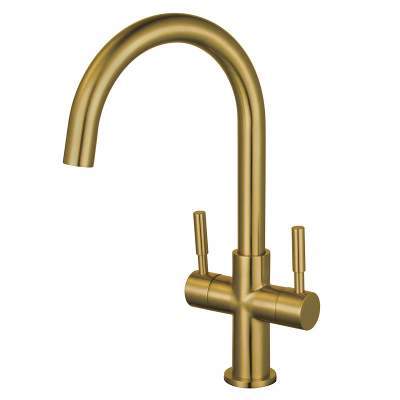 Kingston Brass Concord Two-Handle 1-Hole Deck Mount Vessel Faucet, Brushed Brass