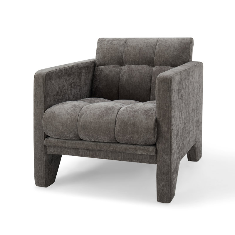 Saga Armchair, Marl Textured Weave - Warm Grey
