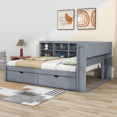 Lit de jour en bois Broadview avec 2 tiroirs et rangement et USB