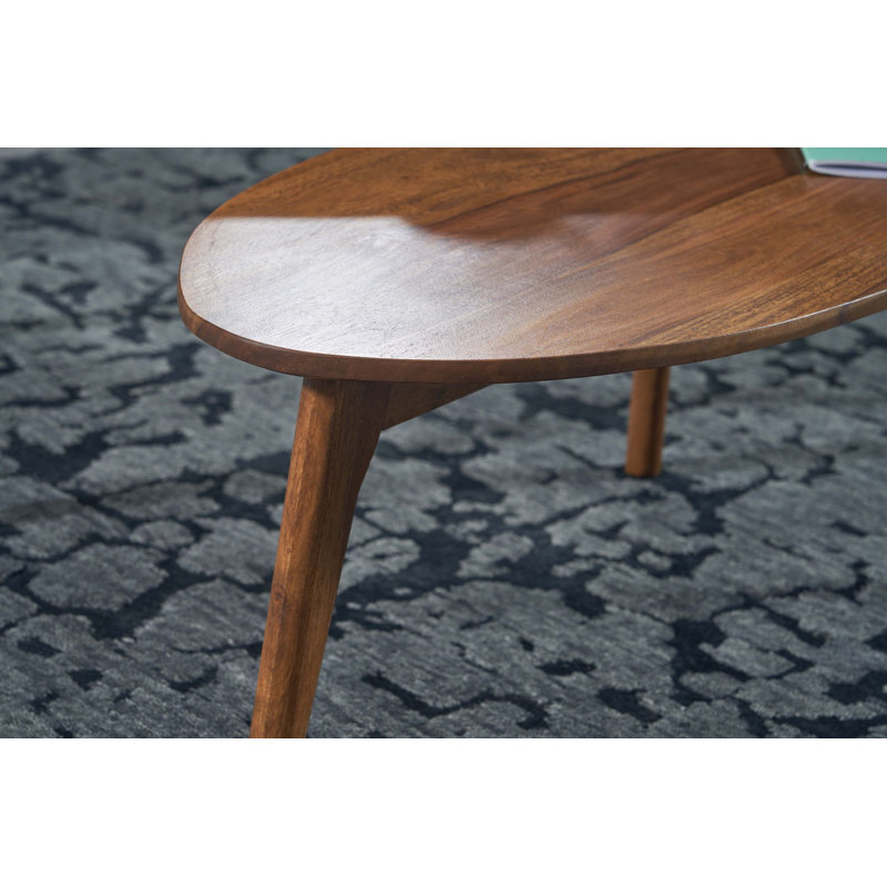Macau Solid Wood Three Leg Coffee Table, Brown