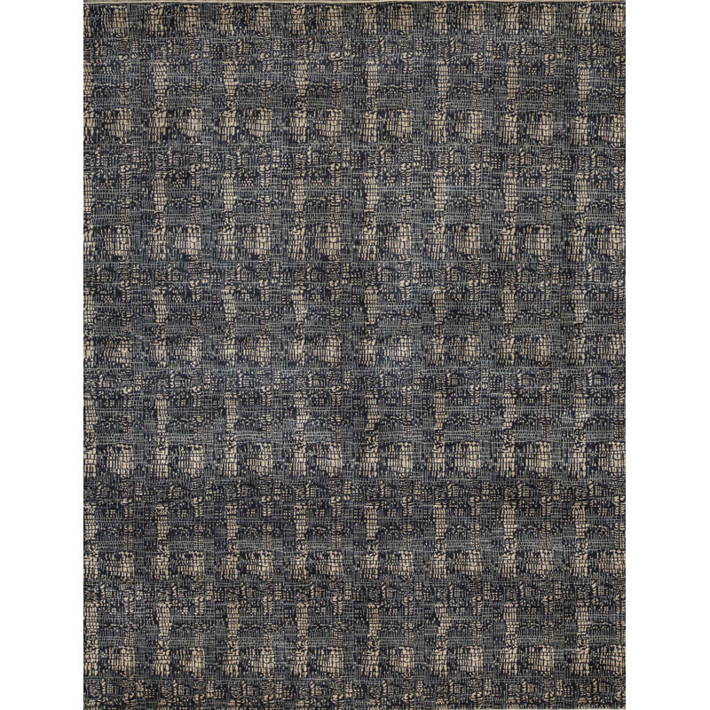 Hand-Knotted High-Quality Charcoal and Beige Area Rug