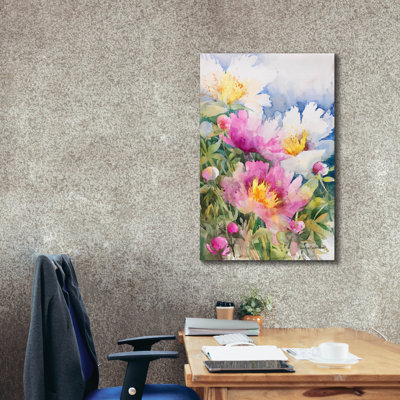 Art mural sur toile Winston Porter «Peony Performance» par Annelein Beukenkamp
