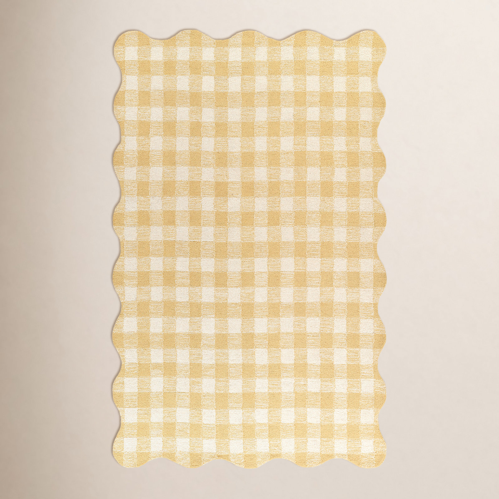 Lola Yellow Hand-Tufted Plaid Wool Rug, Runner 2'3" x 8'