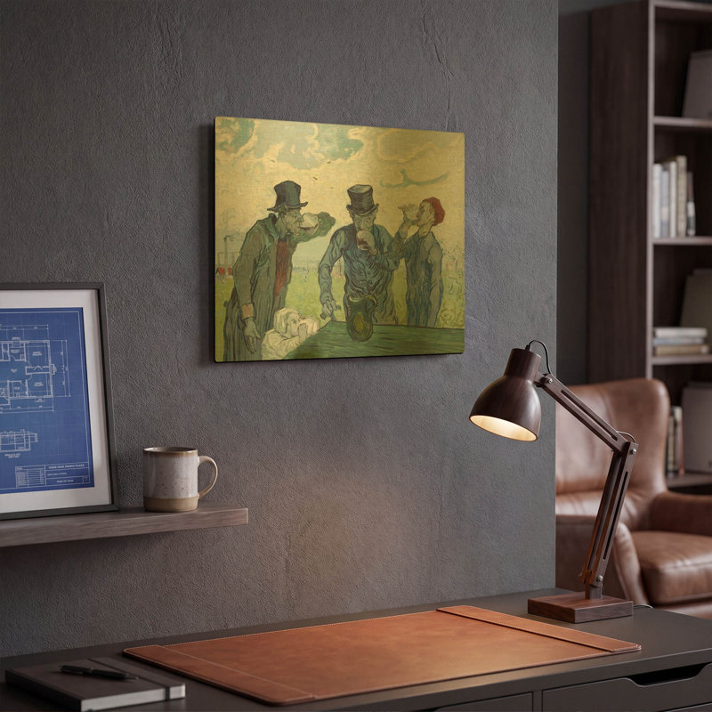 «The Drinkers» par Vincent Van Gogh, art mural en métal doré, 16 po x 12 po, 16 po x 12 po