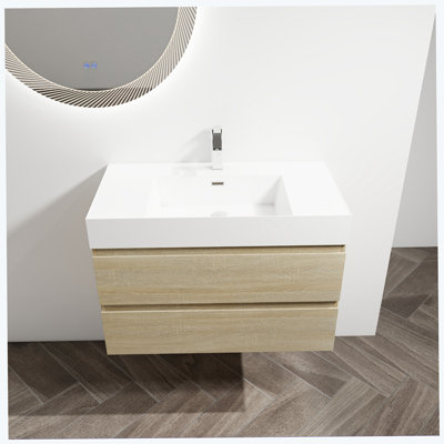 Meuble-lavabo simple 35,4 po avec plateau en céramique Hamdia
