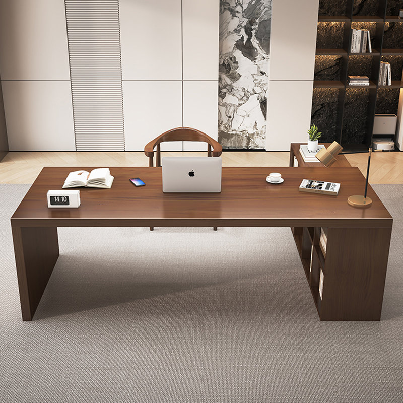 Walnut L-Shaped Solid Wood desks, 29.53" H x 78.74" W x 23.62" D, Left Hand Return