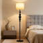 Lampe sur pied de style Mid-Century moderne avec ampoule, lumière debout de 63 pouces de haut avec base en marbre, abat-jour en tissu blanc, 3 températures de couleur, interrupteur rotatif pour le salon, la chambre à coucher, le bureau