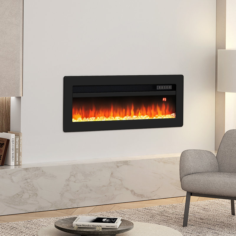 Wyndham Electric Inset Fire, 32.7cm H x 101.6cm W x 14.6cm D, Black