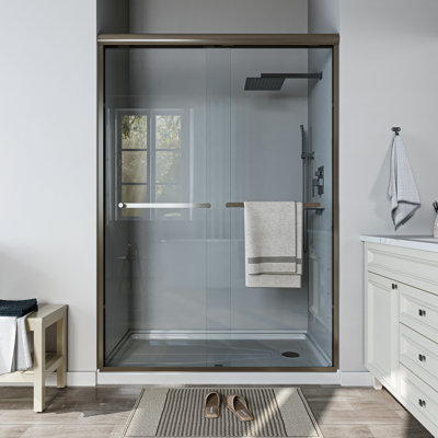 50"-54" W x 72" H Double Sliding Semi-frameless Shower Door with Two Handles
