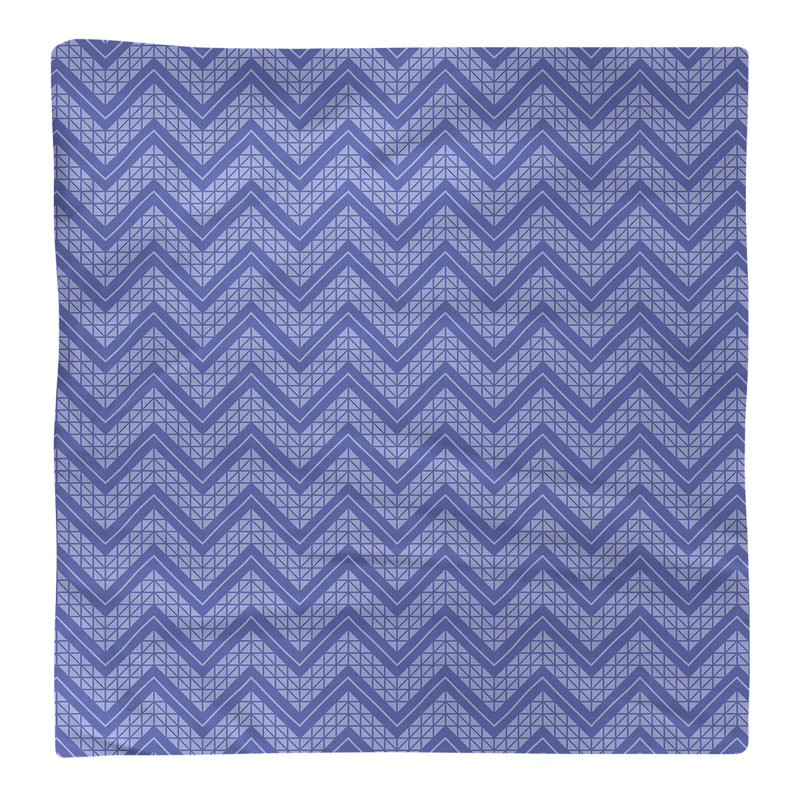 Serviette en coton à motif à chevrons à la main Stephenie, Bleu froid, 22 po x 22 po